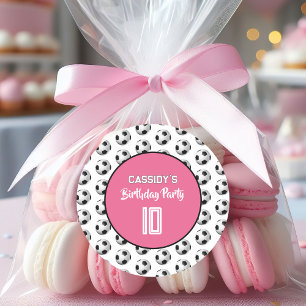 Adesivo Festa de Aniversário de Futebol Menina Rosa