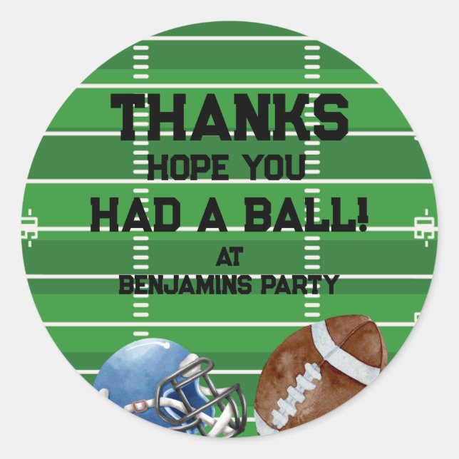 Adesivo Festa de aniversário De Futebol Obrigado A Favor (Frente)