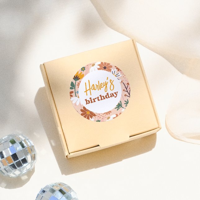 Adesivo Festa de aniversário de Garota de Flor Selvagem de (Criador carregado)