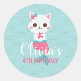 Adesivo Festa de aniversário de Gatinho de Sereia