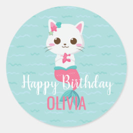 Adesivo Festa de aniversário de Gatinho Sereia