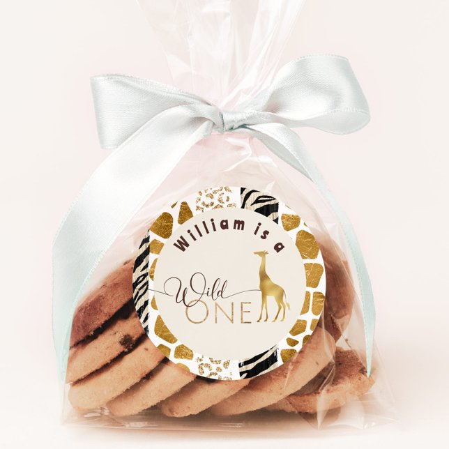 Adesivo Festa de aniversário de girafa moderna Safari (Criador carregado)