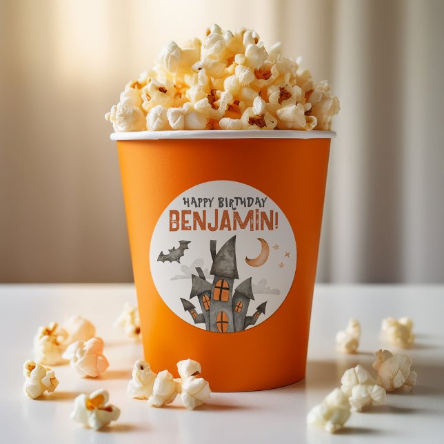 Adesivo Festa de aniversário de Halloween assustadora (Criador carregado)