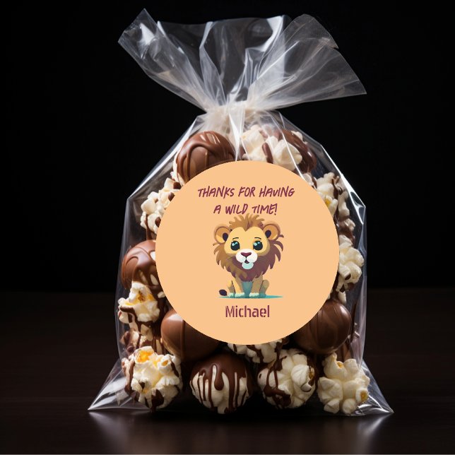 Adesivo Festa de aniversário de Leão Personalizado (Criador carregado)