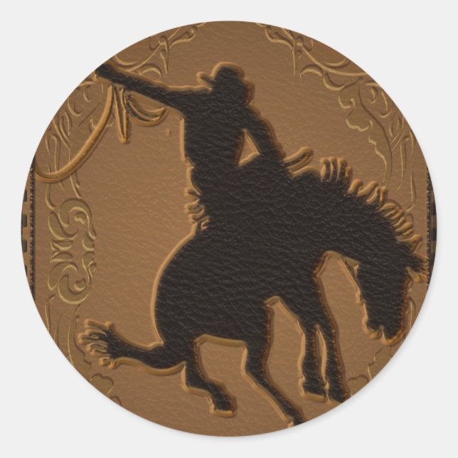 Adesivo Festa de aniversário de Leather Western Wild West  (Frente)