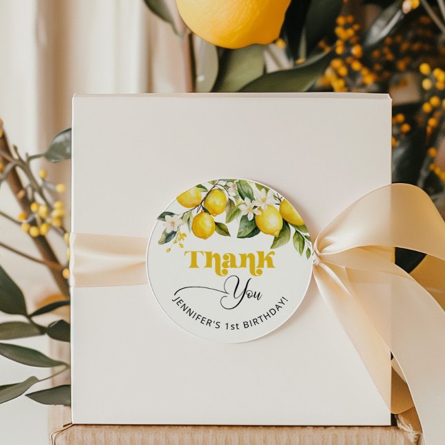 Adesivo Festa de aniversário de limão obrigado (Criador carregado)