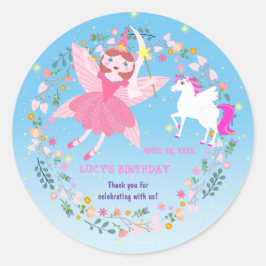 Adesivo Festa de aniversário de magia de Unicórnio e Fada