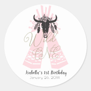 Adesivo Festa de Aniversário de Meninas Pink & Black Boho