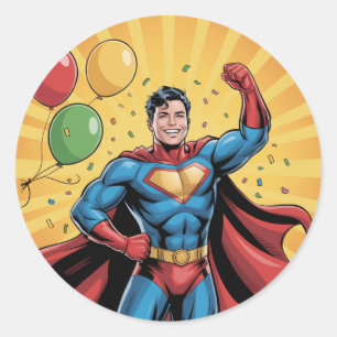 Adesivo Festa de Aniversário de Meninos Super-Heróis