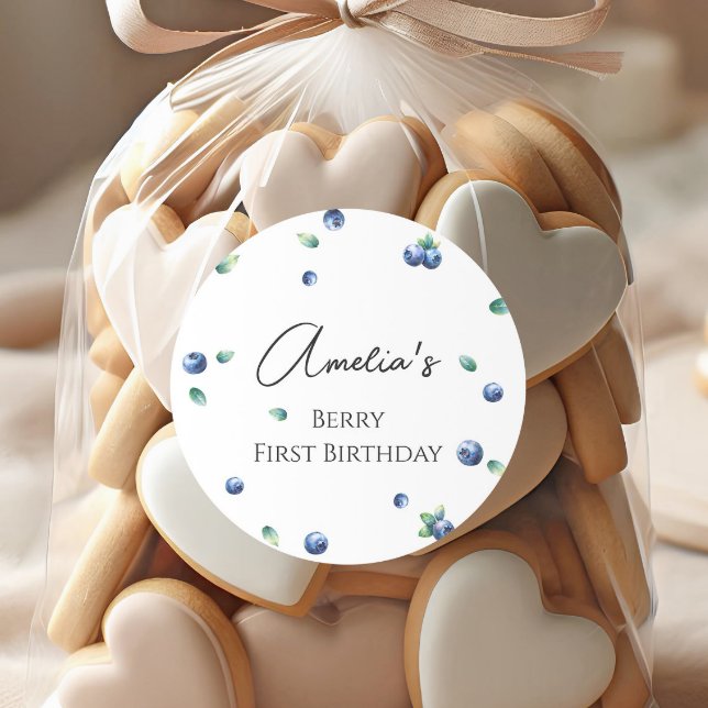 Adesivo Festa de aniversário de mirtilo Berry Sweet Waterc (Criador carregado)