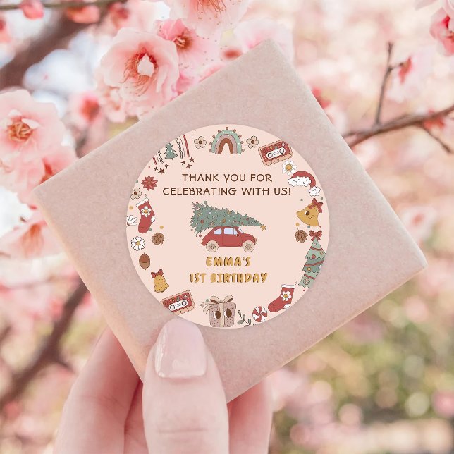 Adesivo Festa de aniversário de Natal do Caminhão-de-Groov (Criador carregado)