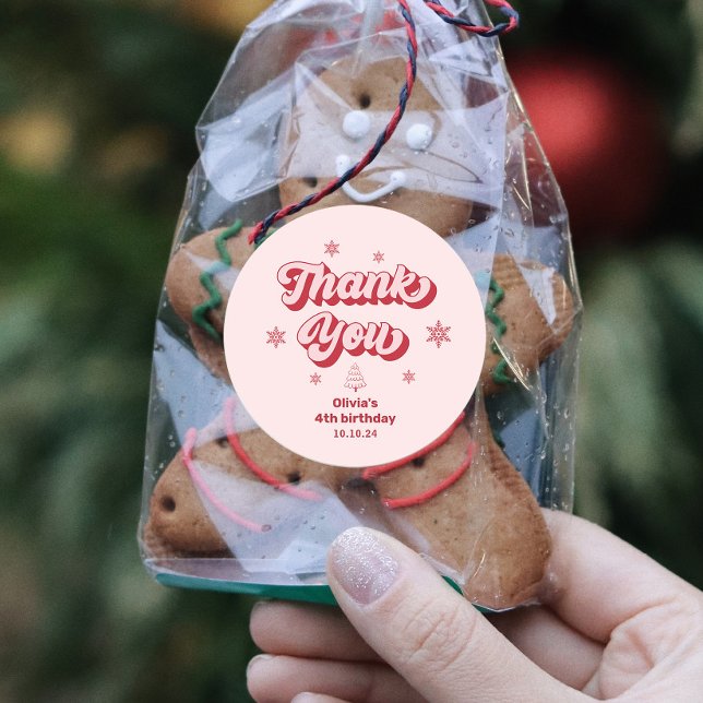 Adesivo Festa de aniversário de Natal rosa (Criador carregado)