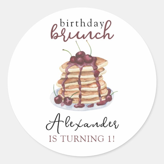 Adesivo Festa de aniversário de Panquecas de Aquarela (Frente)