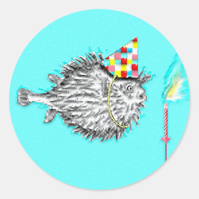 Adesivo Festa de aniversário de peixes (Frente)