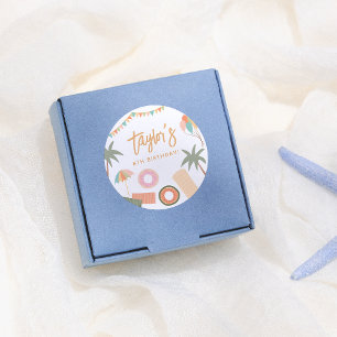 Adesivo Festa de aniversário de Piscina do Dia de Verão