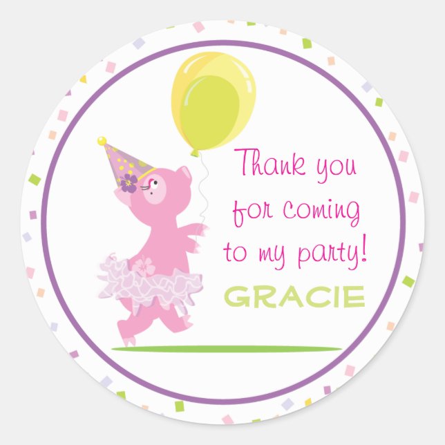 Adesivo Festa de aniversário de Porquinho - Vinheta de Fav (Frente)