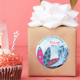 Adesivo festa de aniversário de praia de surf vamos