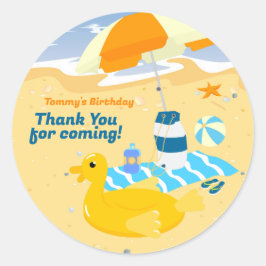 Adesivo Festa de aniversário de praia divertida do garoto 