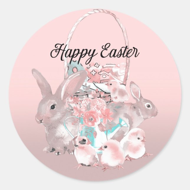 Adesivo Festa de aniversário de Primavera de Caça de Ovo,  (Frente)