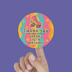 Adesivo Festa de aniversário De Rapariga De Pista Retro Ob