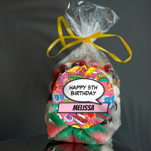 Adesivo Festa de aniversário de Super-Herói do Livro Quânt (Criador carregado)