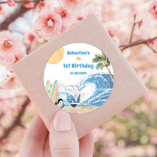 Adesivo Festa de aniversário de surfe na praia