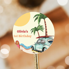 Adesivo Festa de aniversário de surfe na praia