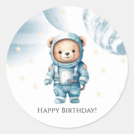 Adesivo Festa de aniversário de Urso de Teddy do Astronaut