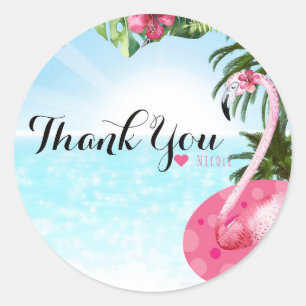 Adesivo Festa de Aniversário de Verão do Flamingo na PISCI