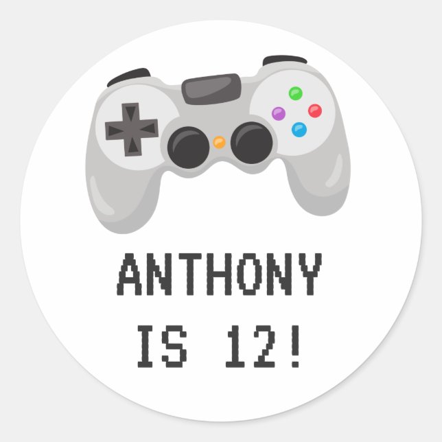 Adesivo Festa de Aniversário de Video Games (Frente)