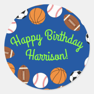 Adesivo Festa de aniversário desportiva, crianças, corcund