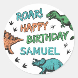 Adesivo Festa de Aniversário Dinossauros Batem Pé Rugem, Q