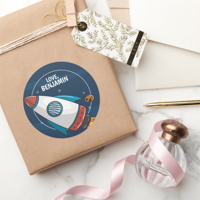 Adesivo Festa de aniversário do Astronauta do Espaço Exter (Presentear)