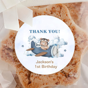 Adesivo Festa de aniversário do avião viagens vintage