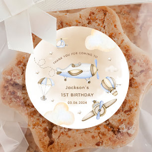 Adesivo Festa de aniversário do avião viagens vintage