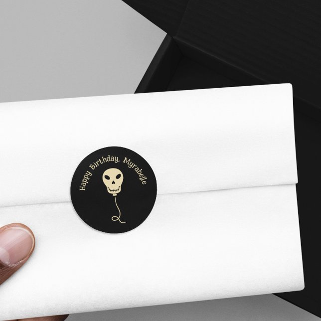 Adesivo Festa de aniversário do balão do crânio (Criador carregado)