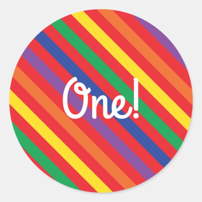 Adesivo Festa de aniversário do Bear Arco-Íris Cute Kid (Frente)