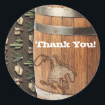 Adesivo Festa de aniversário do Cowboy Western Rodeo Woode<br><div class="desc">Personalizar com qualquer texto. Itens correspondentes disponíveis.</div>