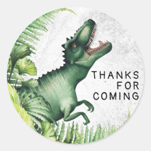 Adesivo Festa de Aniversário do Dinossauro T-Rex Obrigado