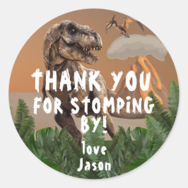 Adesivo Festa de aniversário do Dinossauro T-Rex Obrigado