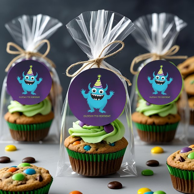 Adesivo Festa de Aniversário do Doce Monstro Azul (Criador carregado)