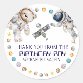 Adesivo Festa de aniversário do Espaço Exterior Obrigado