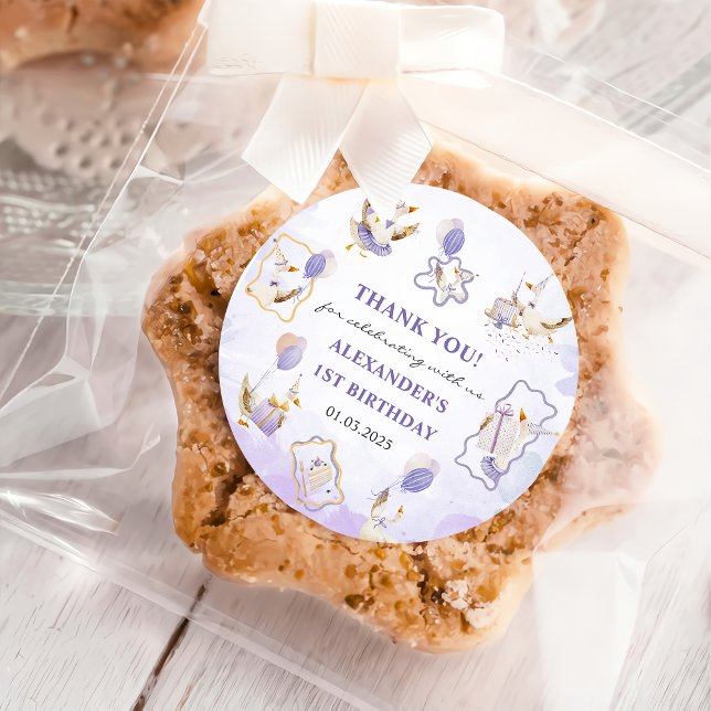 Adesivo Festa de aniversário do ganso do bobo (Criador carregado)