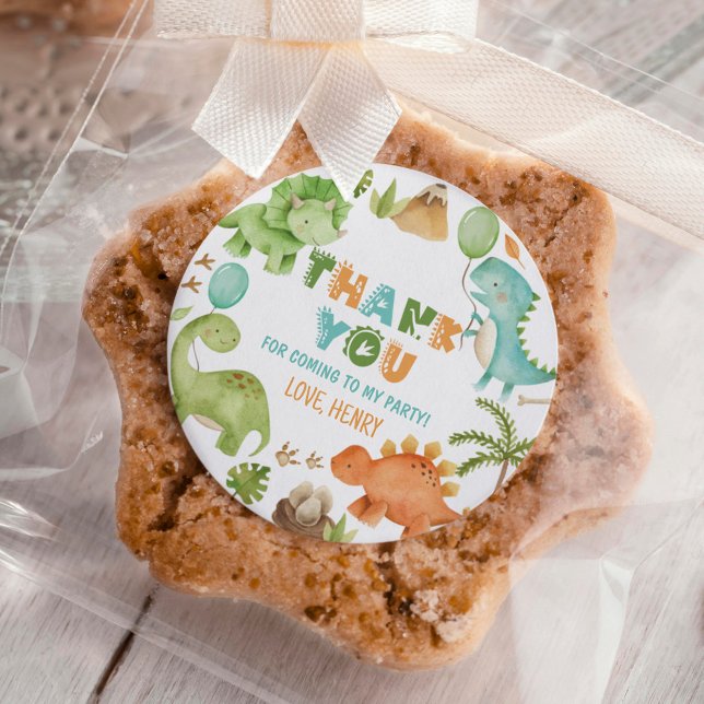 Adesivo Festa de Aniversário do Menino Dinossauro Fofo da  (Criador carregado)