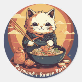 Adesivo Festa de aniversário do Partido Ramen com Gato Ani