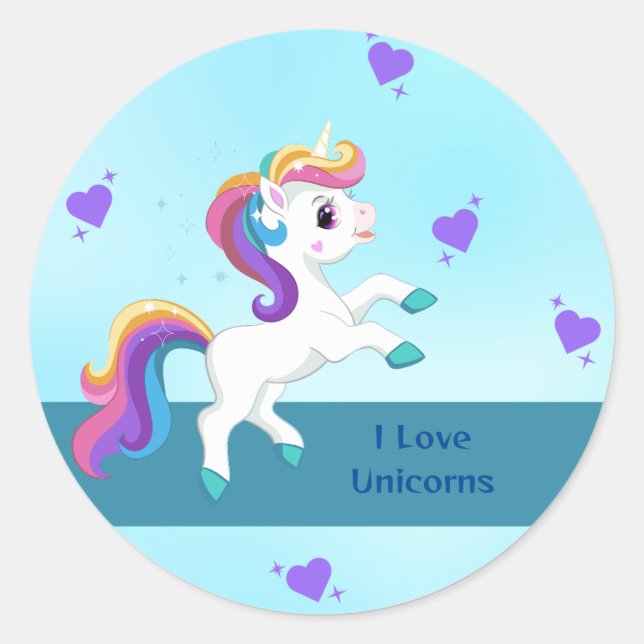 Adesivo Festa de aniversário do Teal Unicorn Girls Whimsic (Frente)