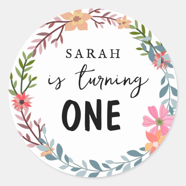 Adesivo Festa de aniversário do tema Floral (Frente)