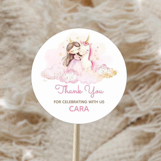 Adesivo Festa de Aniversário do Unicórnio do Dia Mágico  (Unicorn Princess Birthday Sticker)