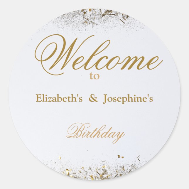 Adesivo Festa de aniversário Dupla Junta Adulta | Dourado  (Frente)