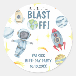 Adesivo Festa de Aniversário Espacial do Astronauta